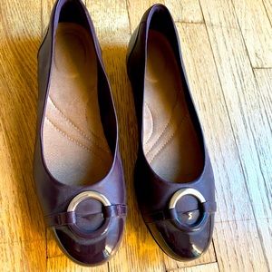 Clarks purple flats with top buckle